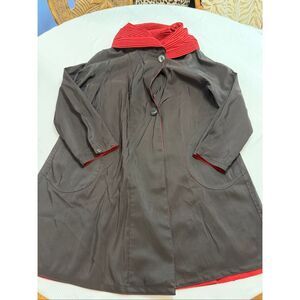 Mycra Pac NOW Donatella Raincoat Sz S / M Hood Reversible Black Red